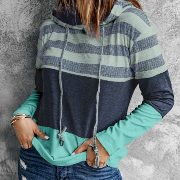 💜 New Color Block Drawstring Hoodie - Picture 2 of 7